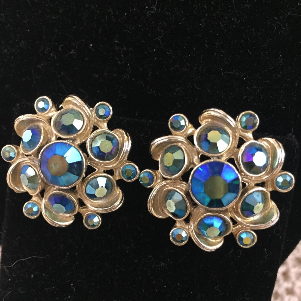 Aurora Borealis Clip On Earrings